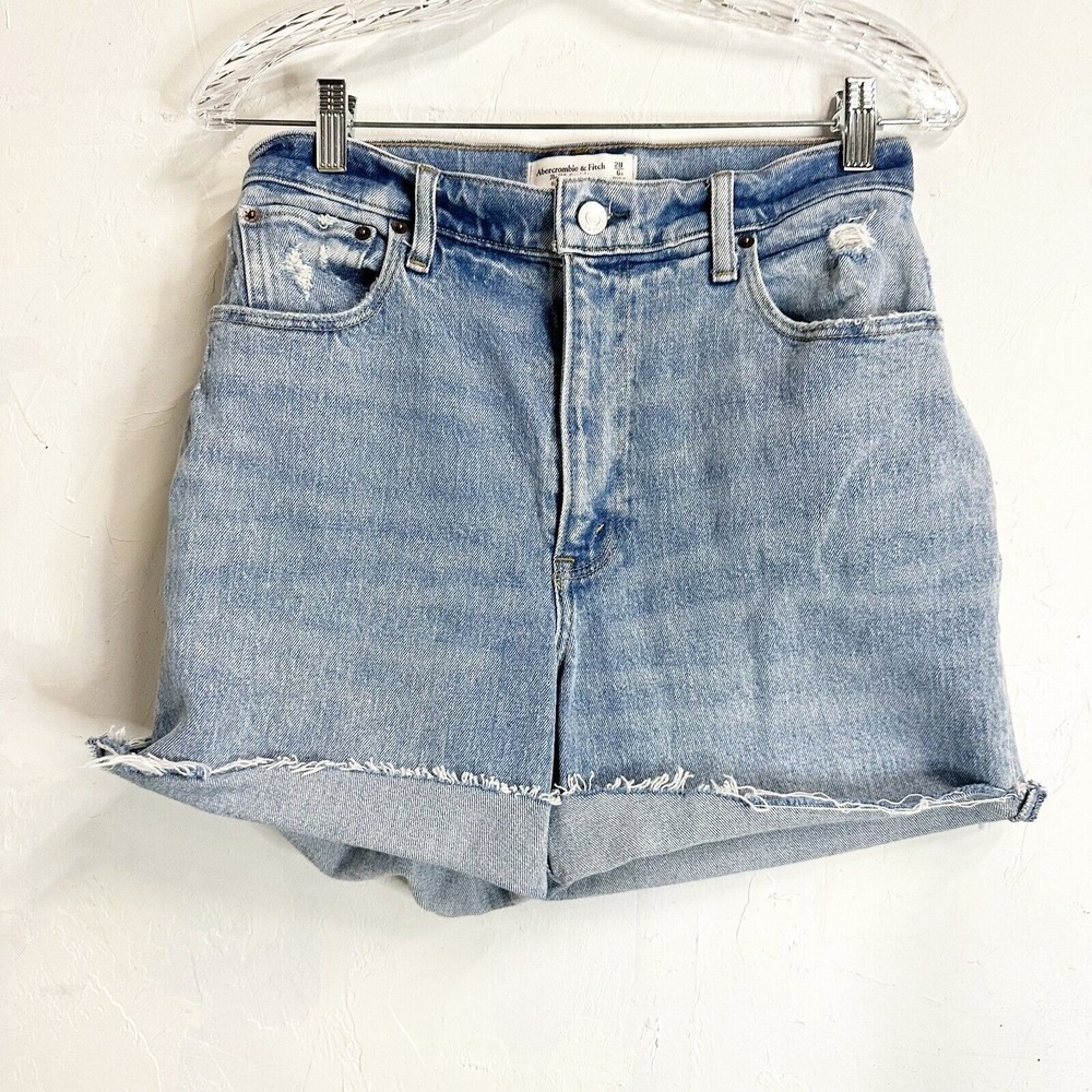 Abercrombie & Fitch The 90's Straight Ultra High Rise Shorts Raw Hem Womens 28/6